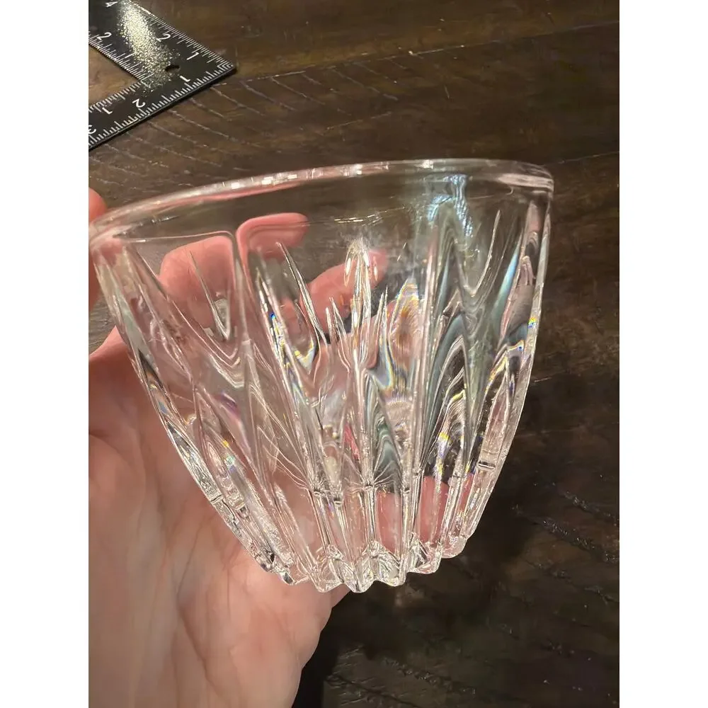 Vintage 24% Full Lead Crystal Votive Candle Holder Starburst Made in USA